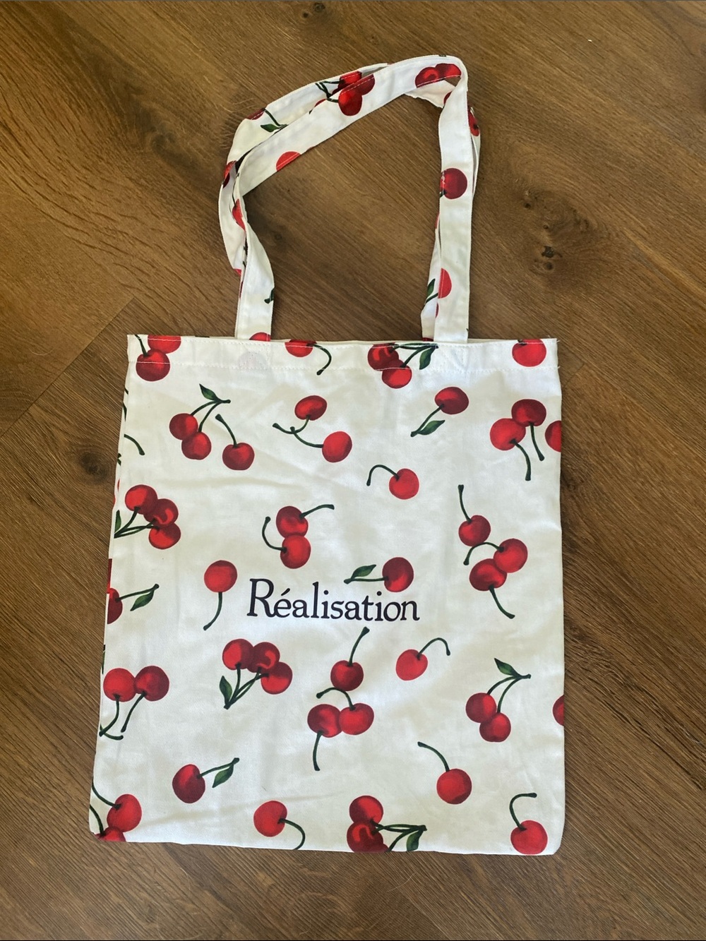 Realisation Par White Cherry-Print Tote with Red Accents